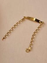 Pulseira portuguesa infantil c/ chapinha - Ouro 18 k Pulseira portuguesa infantil c/ chapinha - Ouro 18 k