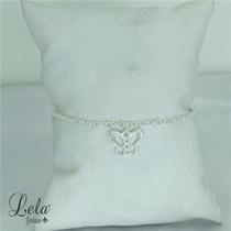 Pulseira prata 925 com borboleta vazada