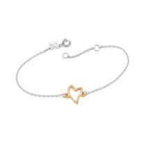 Pulseira Prata 925 com Coração Banhado Ouro Rommanel 850088