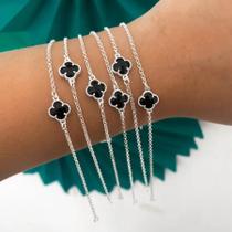 Pulseira Prata 925 com Pingente Trevo 18,5cm