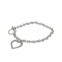 Pulseira Prata 925 Coração Vazado Prateado Pulseira Prata 925 Coração Vazado Prateado