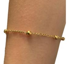 Pulseira Prata 925 Dourada 18k Bolinha 3mm - Feminina