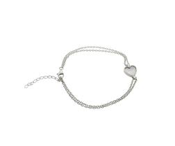 Pulseira Prata 925 Elo Duplo Americana Coração Madrepérola