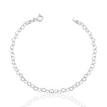 Pulseira Prata 925 Elos Coração Pura Legitima Pulseira Prata 925 Elos Coração Pura Legitima