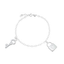 pulseira prata 925 feminina chave e cadeado - prata 925 pulseira prata 925 feminina chave e cadeado - prata 925