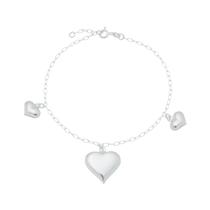 pulseira prata 925 feminina coração liso - prata 925