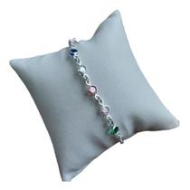 Pulseira Prata 925 Legítima Pedra Zirconia Colorida Pulseira Prata 925 Legítima Pedra Zirconia Colorida