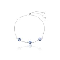 Pulseira Prata 925 Olho Grego 6mm com Zircônia e Safira - Banhado a Ródio