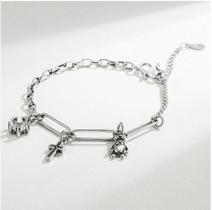 Pulseira Prata 925 Pingente Urso Pingente Cruz Pingente Estrela Zirconia