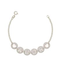 Pulseira Prata AMOR com 2 corações - 18cm - 6g Pulseira Prata AMOR com 2 corações - 18cm - 6g