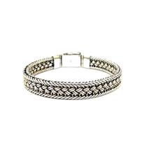 Pulseira Prata Bali Trançada Malha Reta 11mm Genuína Fecho Gaveta 24497