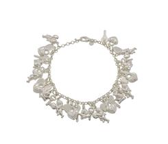 Pulseira Prata Berloques romanticos variados Pulseira Prata Berloques romanticos variados