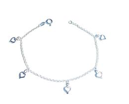 Pulseira Prata Com 5 Corações Vados