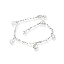 Pulseira Prata Com Luas Estrelas Diamantados