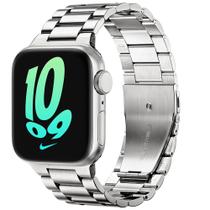 Pulseira Prata de Aço 3 Elos 42/44/45/49mm Compativel Applee Waatch seriee 6 7 8 Ultraa see