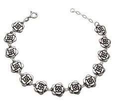 Pulseira prata envelhecida com 13 flor camlia