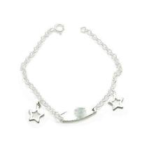 Pulseira Prata Infantil Chapa Com Estrelas Pulseira Prata Infantil Chapa Com Estrelas