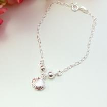 Pulseira Prata Legitima 925 Bolinha Concha Pulseira Prata Legitima 925 Bolinha Concha