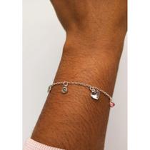 Pulseira Prata Legítima com Pingentes Coração e Ponto de Luz Antialérgico Pulseira Prata Legítima com Pingentes Coração e Ponto de Luz Antialérgico