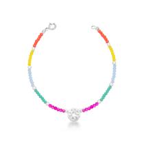 Pulseira Prata Lisa com Cristais Búlgaros Coloridos Pulseira Prata Lisa com Cristais Búlgaros Coloridos
