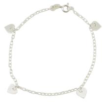 Pulseira Prata Maciça 925 Coração 18cm Com Pingente