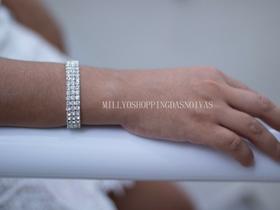 Pulseira Prata Noiva Casamento 3 Voltas Festa Strass Pul-11