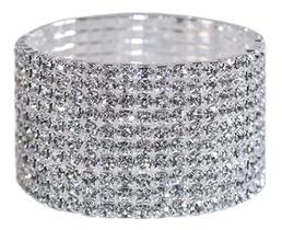 Pulseira Prata Noiva Casamento 9 Voltas Festa Strass Pul-07