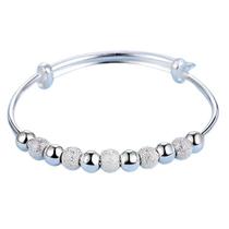 Pulseira Prateada Delicada Bolinhas Fecho Brilhante W5517