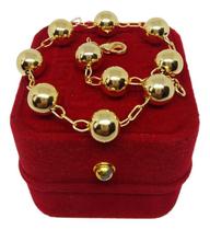 Pulseira Premium Cadeado Com Esferas 2,5mm Ouro Feminino