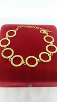 Pulseira Premium Elo Circulo 12mm Banhado a Ouro Igual Ouro Pulseira Premium Elo Circulo 12mm Banhado a Ouro Igual Ouro