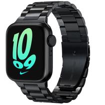 Pulseira Preta de Aço 3 Elos 42/44/45/49mm Compativel Applee Waatch seriee 6 7 8 Ultraa see