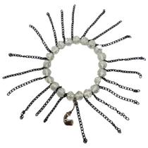 Pulseira Preto Velho Corrente cristal e Silicone