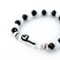 Pulseira Preto Velho Firma Cachimbo Preto Branco Cristal