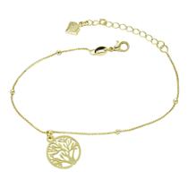 Pulseira PRI Style Folheada A Ouro 18K Antialérgica Com Bolinhas E Pingente "Árvore da Vida"