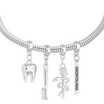 Pulseira Profissão Odontologia Banhado a Prata 925 Pulseira Profissão Odontologia Banhado a Prata 925