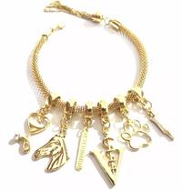 Pulseira Profissão Veterinária Amor Animal Folheado 18k