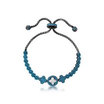 Pulseira push azul com circulo em madre pérola Pulseira push azul com circulo em madre pérola