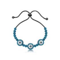 Pulseira push azul com circulos em madre pérola Pulseira push azul com circulos em madre pérola