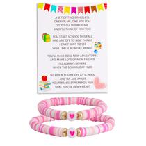 Pulseira QQZSjewls Back to School Mommy and Me Pink Heart Pulseira QQZSjewls Back to School Mommy and Me Pink Heart