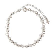 Pulseira Quadradinhos Ródio Zircônias