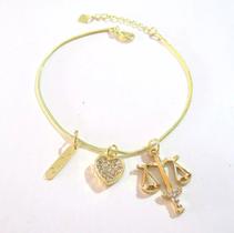 Pulseira Rabo de Rato Direito Justiça Placa Folheado. Pulseira Rabo de Rato Direito Justiça Placa Folheado.