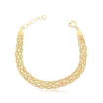 Pulseira Radhau Trançada Dupla Folheada A Ouro