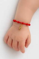 Pulseira Recem Nascido 7 Nós Kabbalah Para Bebê Com Figa