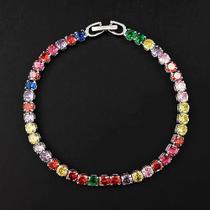Pulseira Redonda Feminina De 4 Mm, Multicolorida, Prata, Verde, Joias De Luxo, Presente De