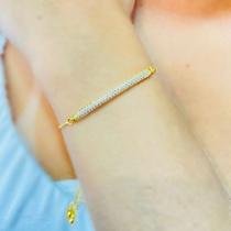 Pulseira Regulável Com Traço Grosso Cravejado Pulseira Regulável Com Traço Grosso Cravejado