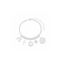 Pulseira Religiosa com Berloques Folheado em Prata