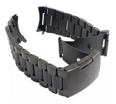 Pulseira Relógio 22mm Preto Encaixe Curvo Botão lateral Fecho.LC129 Pulseira Relógio 22mm Preto Encaixe Curvo Botão lateral Fecho.LC129