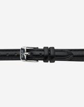 Pulseira Relógio Couro Preta 12mm Fivela Prata Engate Rápido