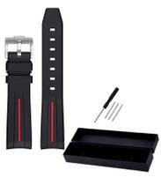 Pulseira Relogio Omega Moonswatch Swatch Black Red Stripe 20mm