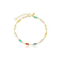 Pulseira Retangular Color Banhada a Ouro 18k